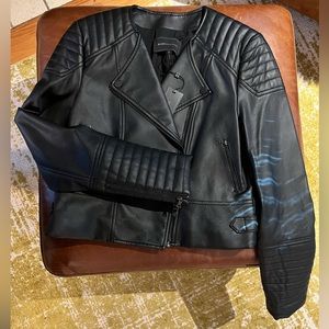 BCBG Brock black faux leather jacket, size Medium